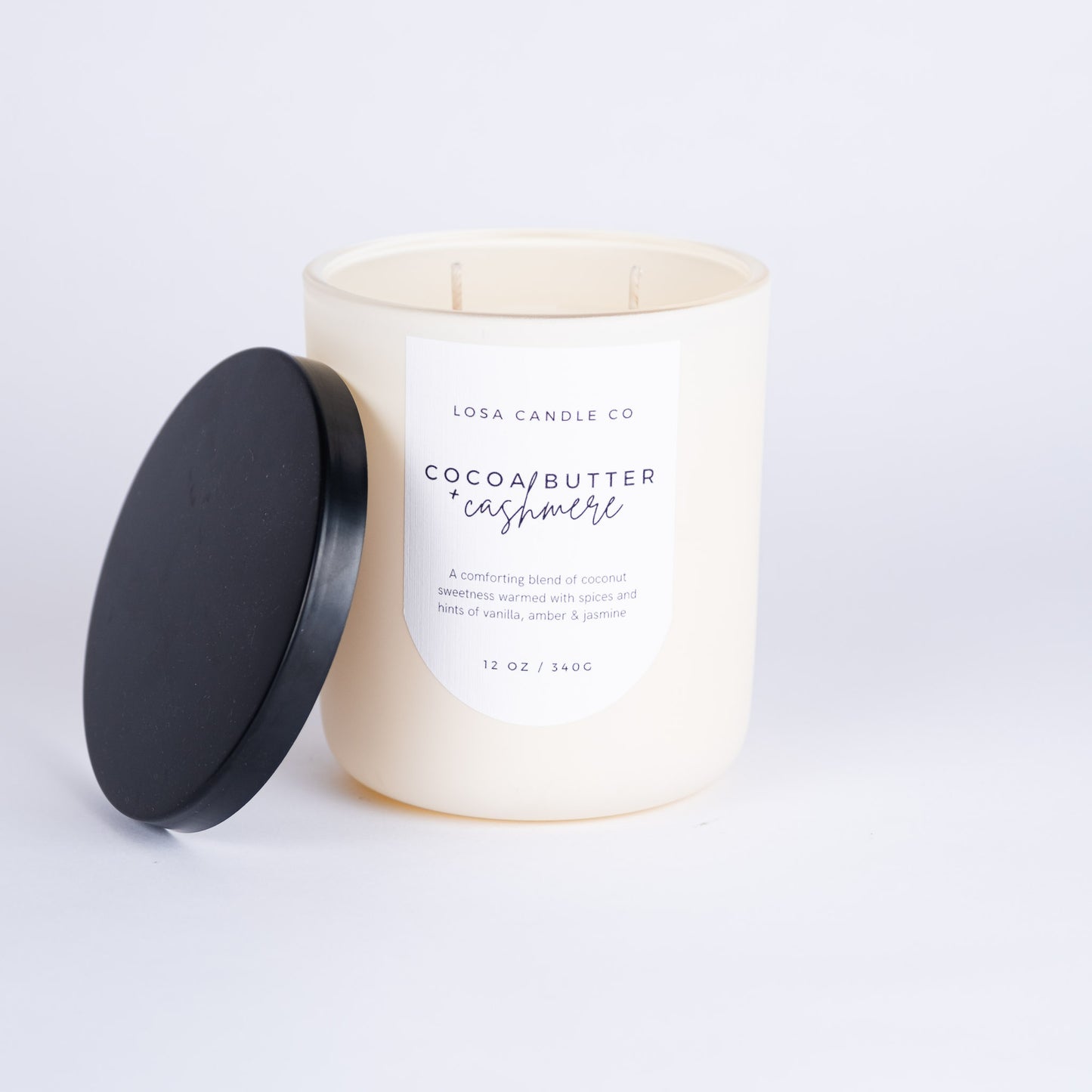 Cocoa Butter & Cashmere Scented 12oz Double Wick Candle
