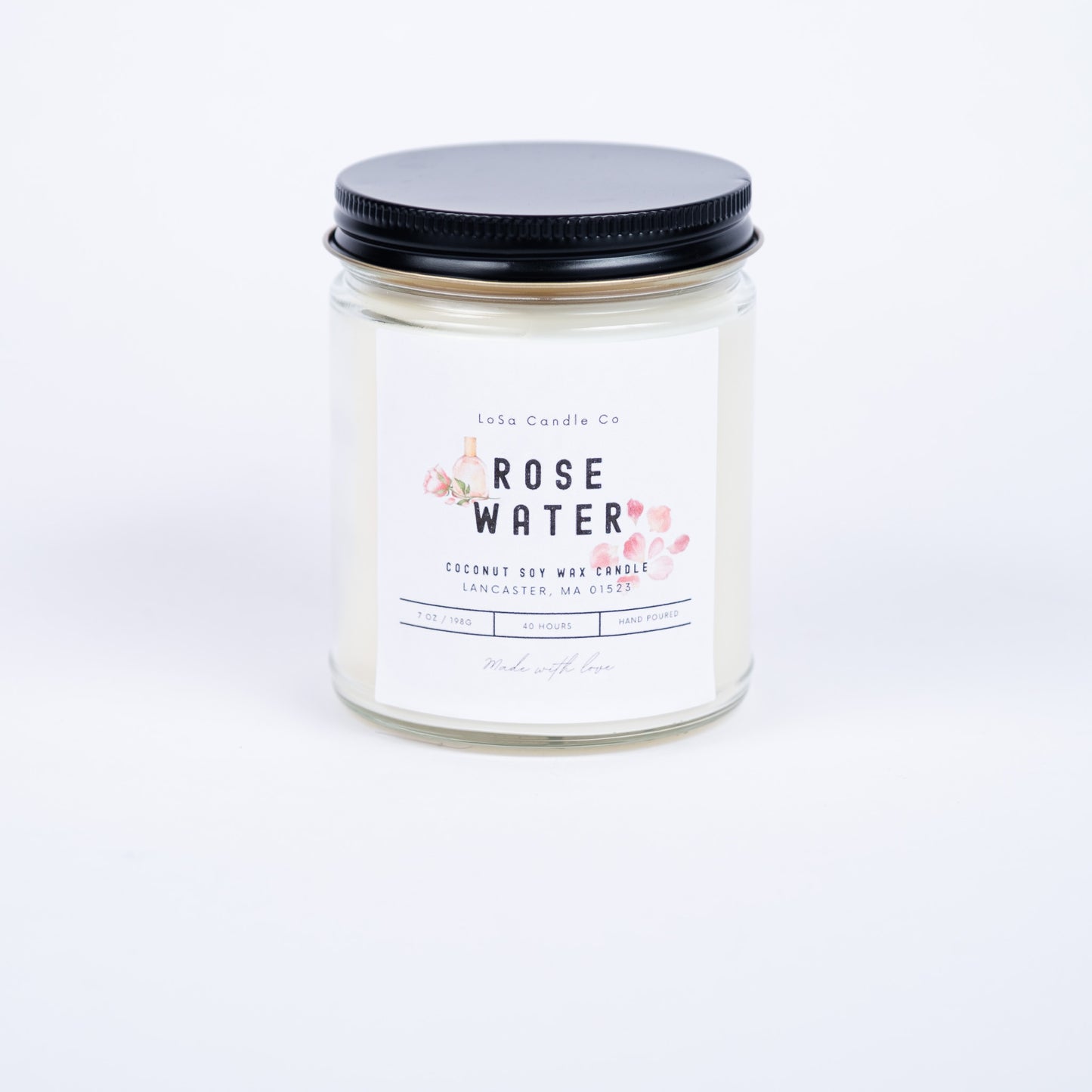 Rose Water 7oz Clear Jar Candle