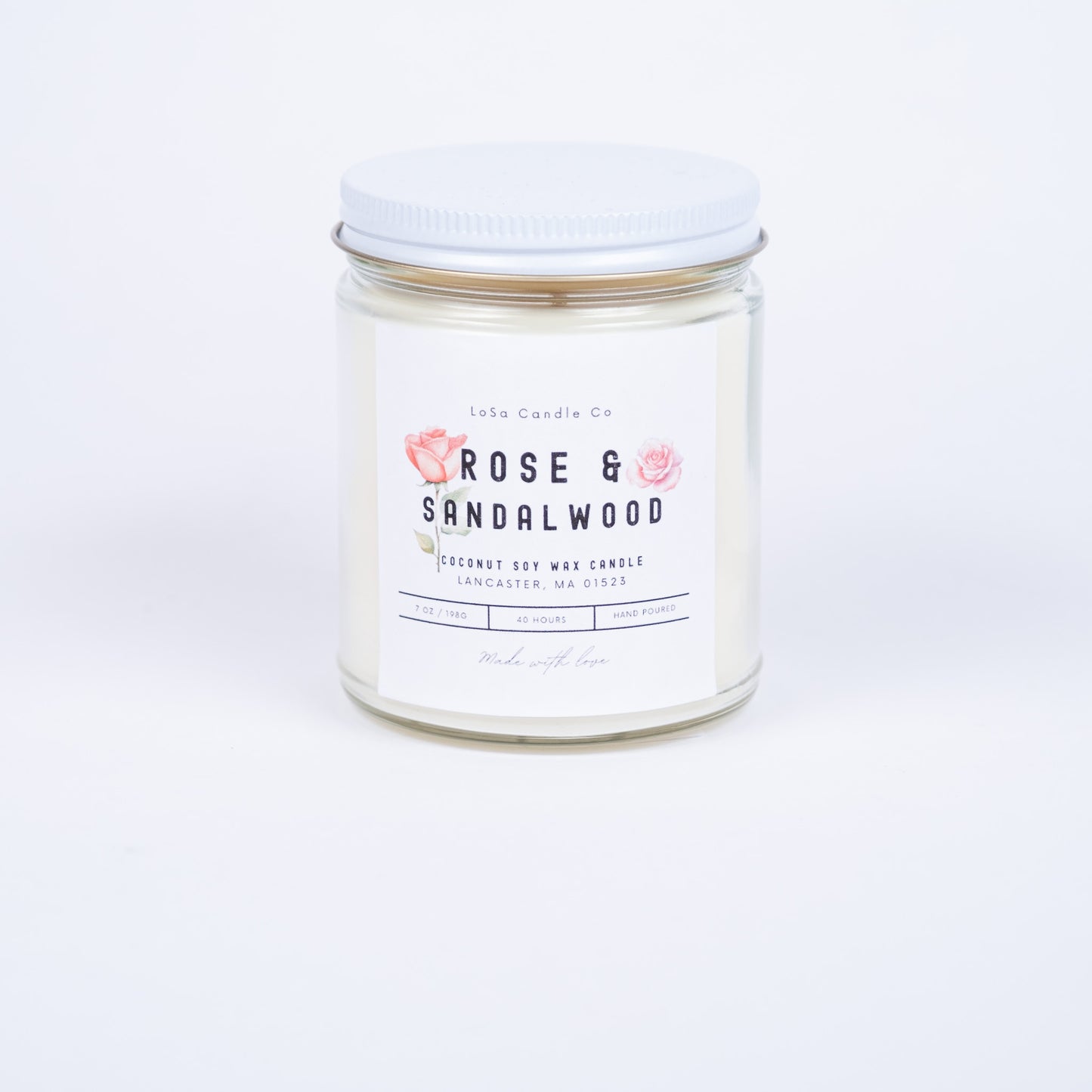Rose & Sandalwood 7oz Clear Jar Candle