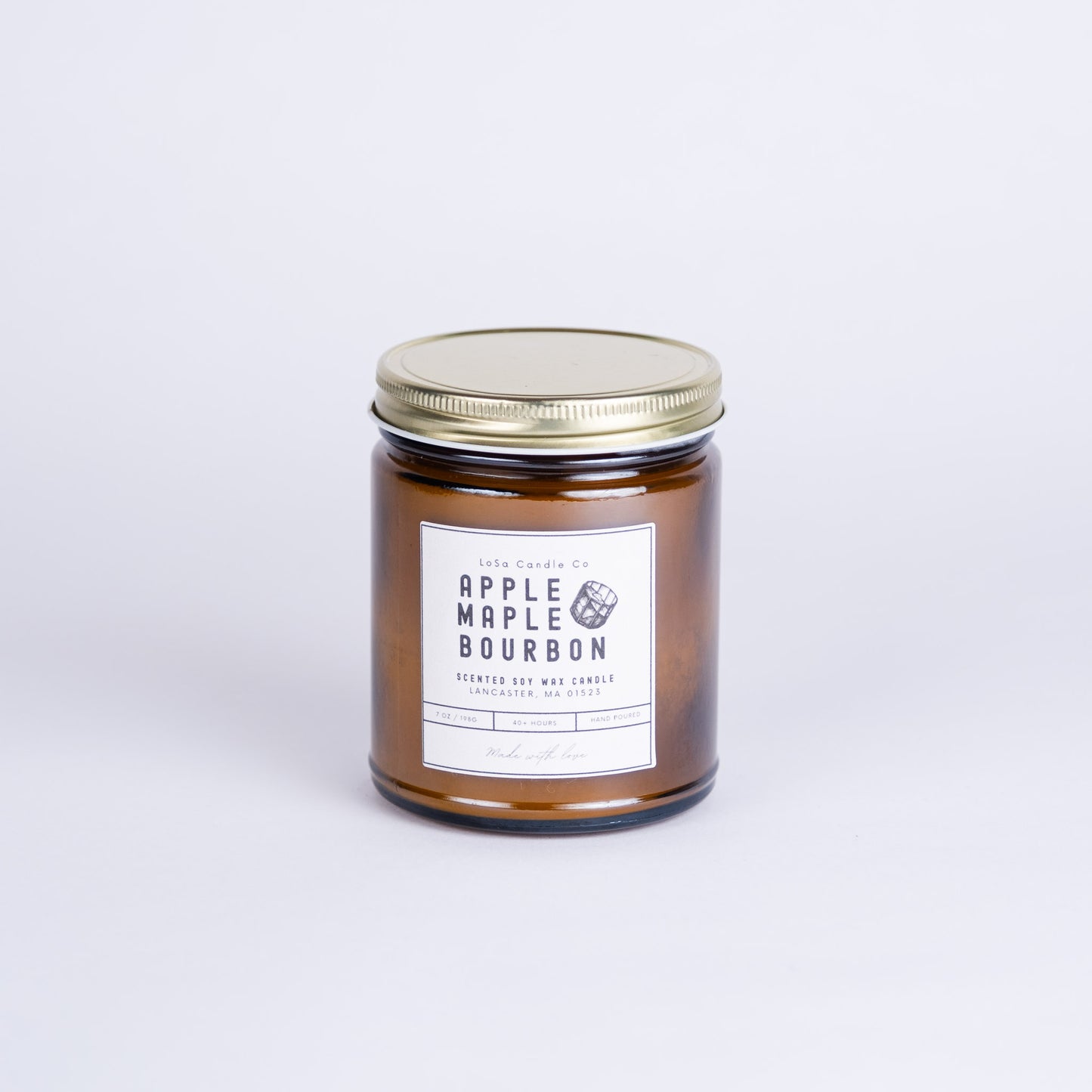Apple Maple Bourbon 7oz Amber Jar Candle