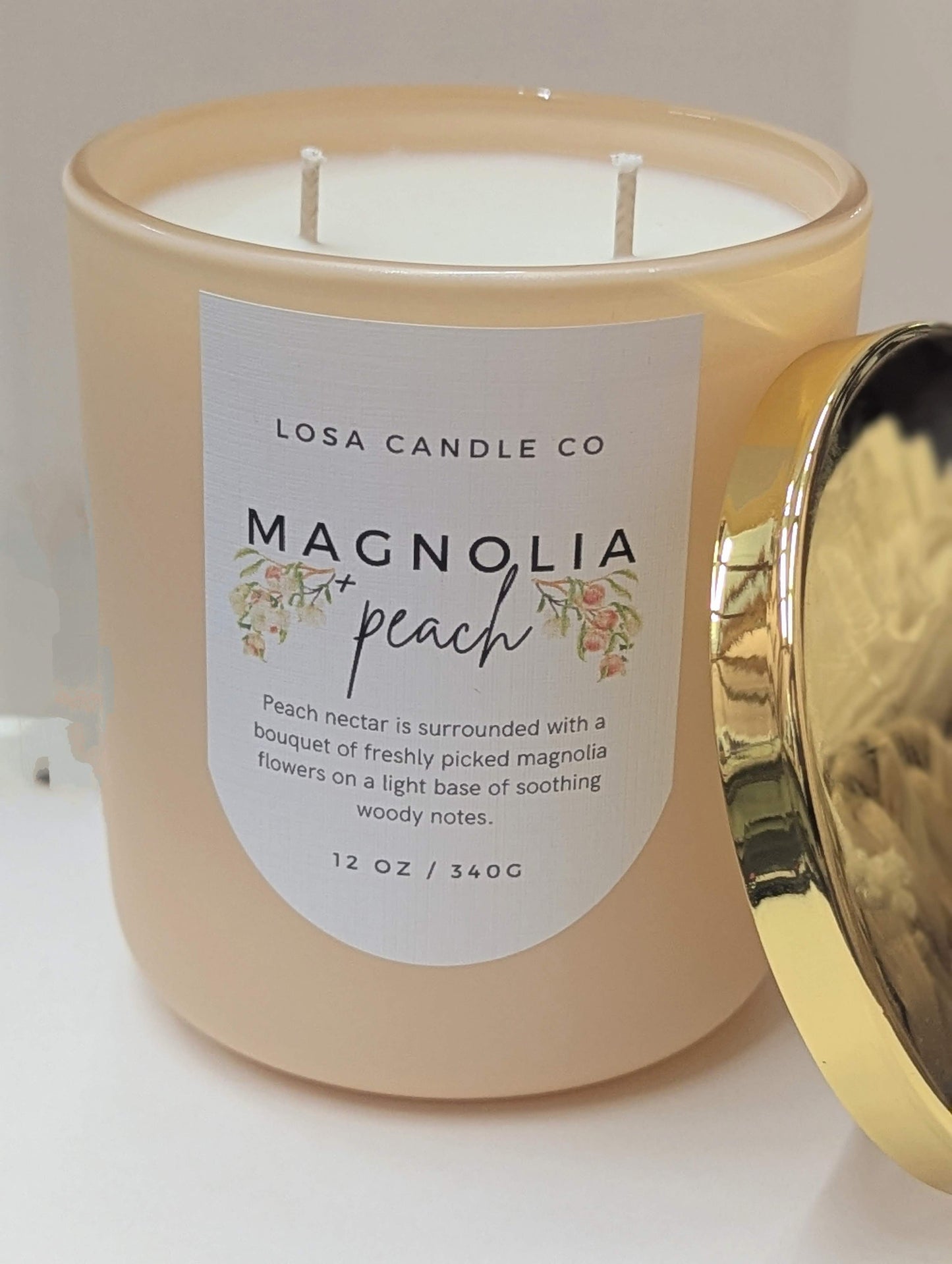 Magnolia Peach 12oz Double Wick Candle