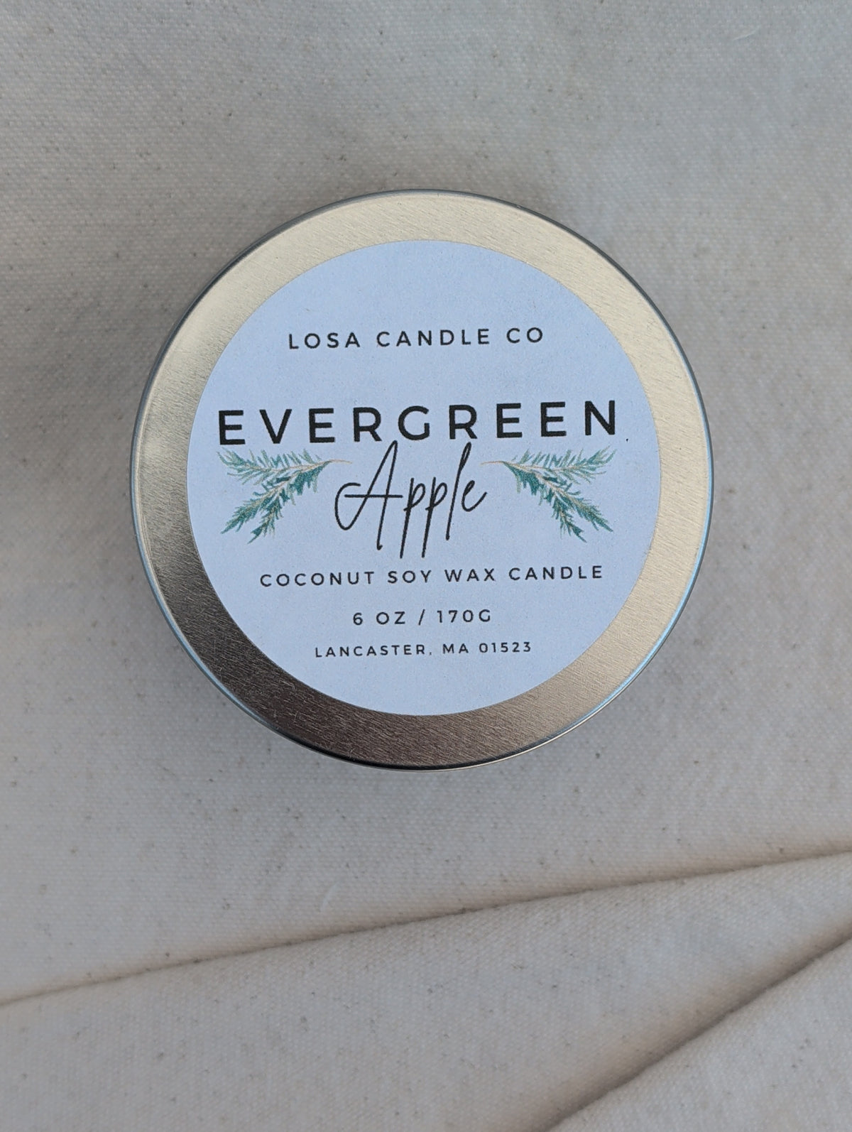 Evergreen Apple 6oz Candle in a Silver Bubble Tin