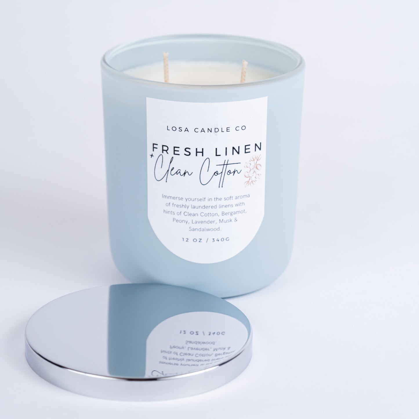 Fresh Linen & Clean Cotton 12oz Double Wick Candle