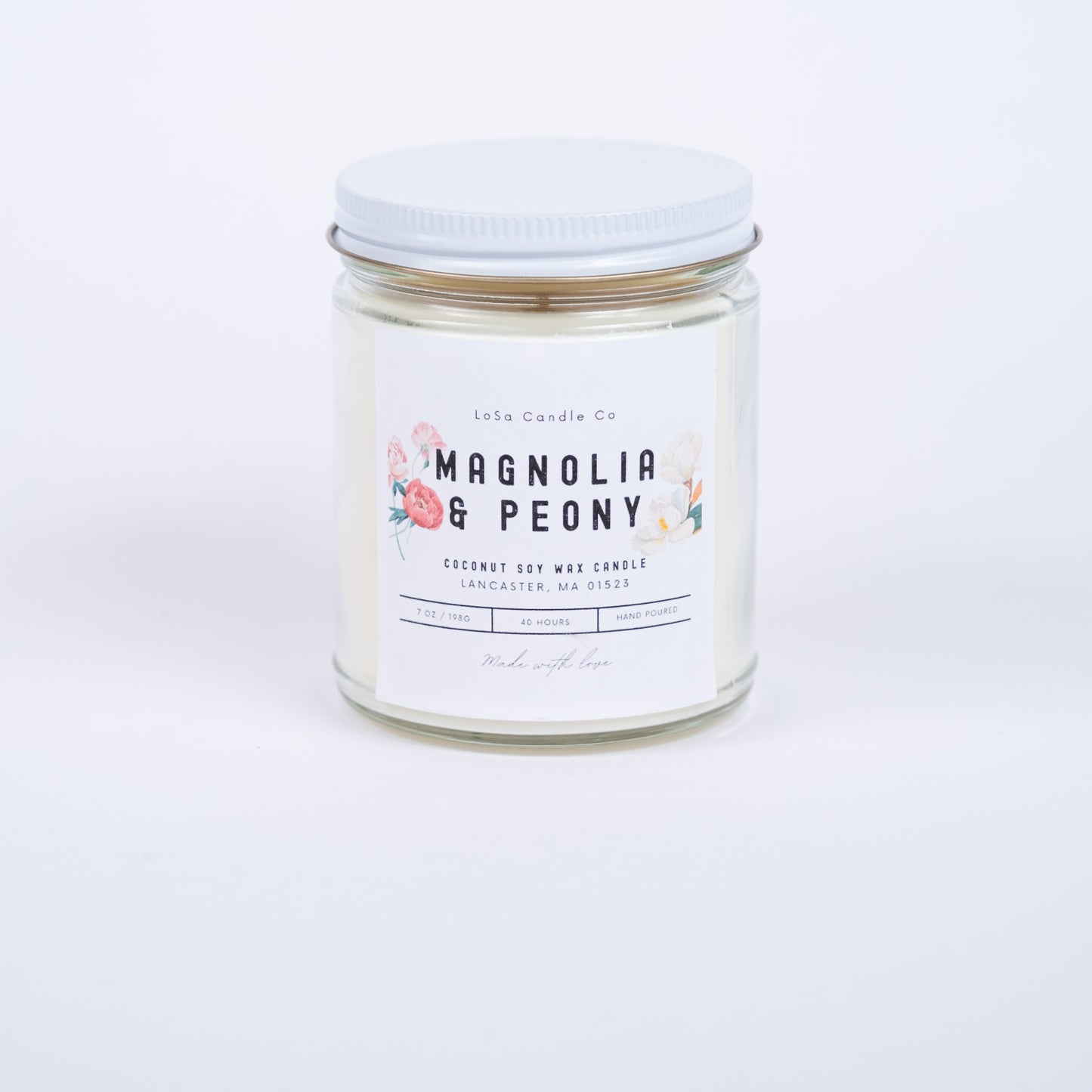 Magnolia & Peony 7oz Clear Jar Candle