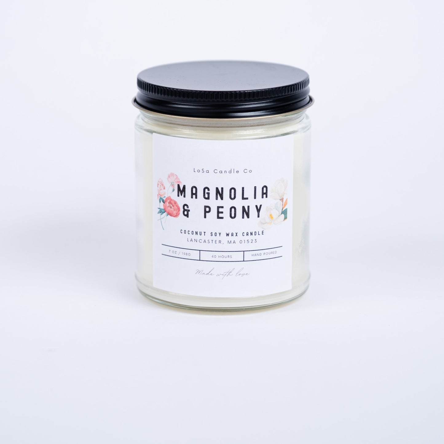Magnolia & Peony 7oz Clear Jar Candle