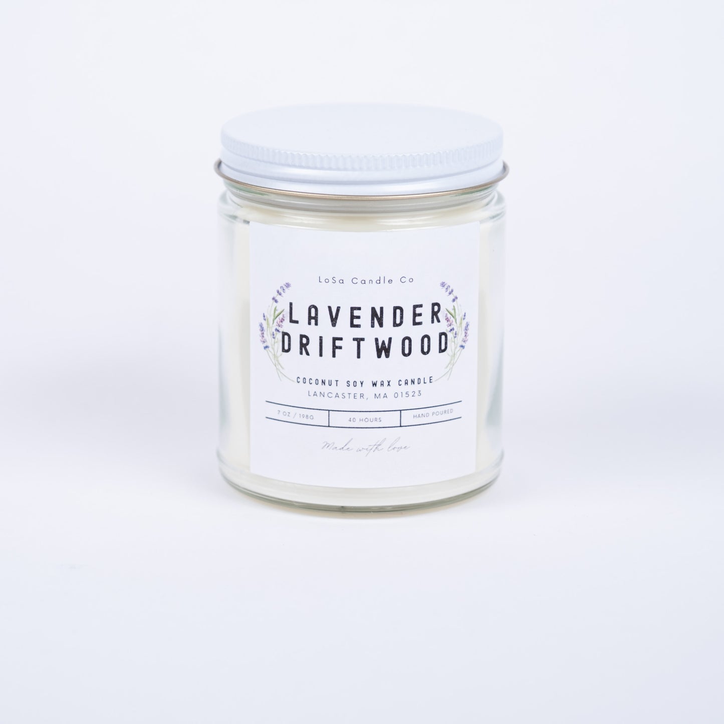 Lavender Driftwood 7oz Clear Jar Candle