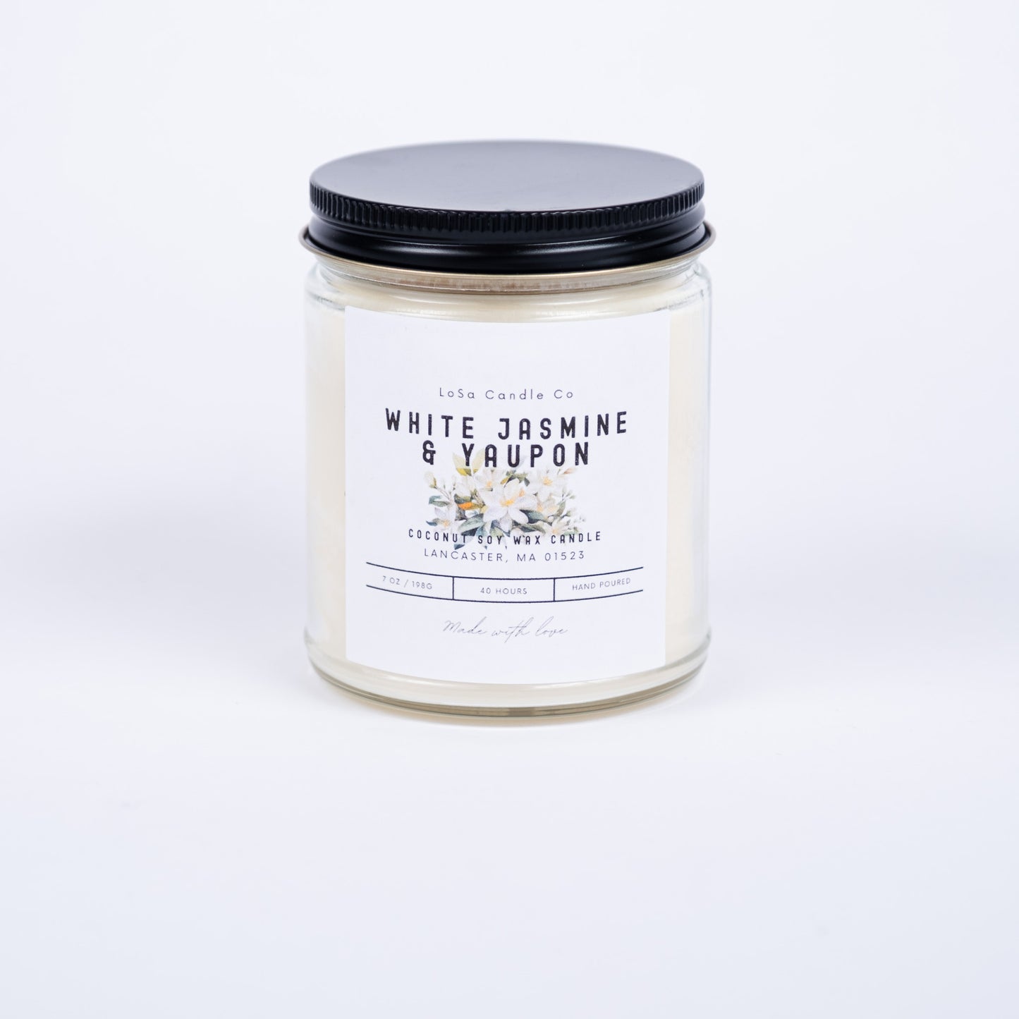 White Jasmine & Yaupon 7oz Clear Jar Candle