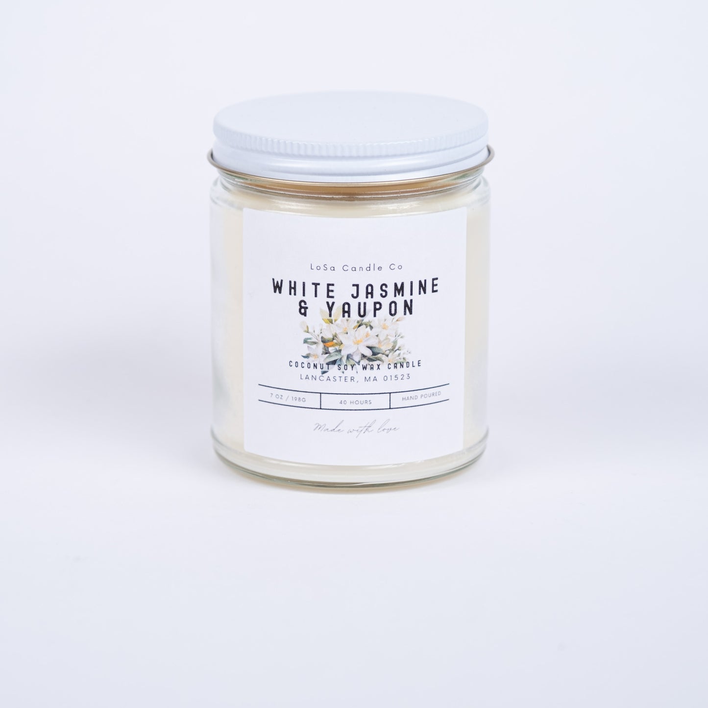 White Jasmine & Yaupon 7oz Clear Jar Candle