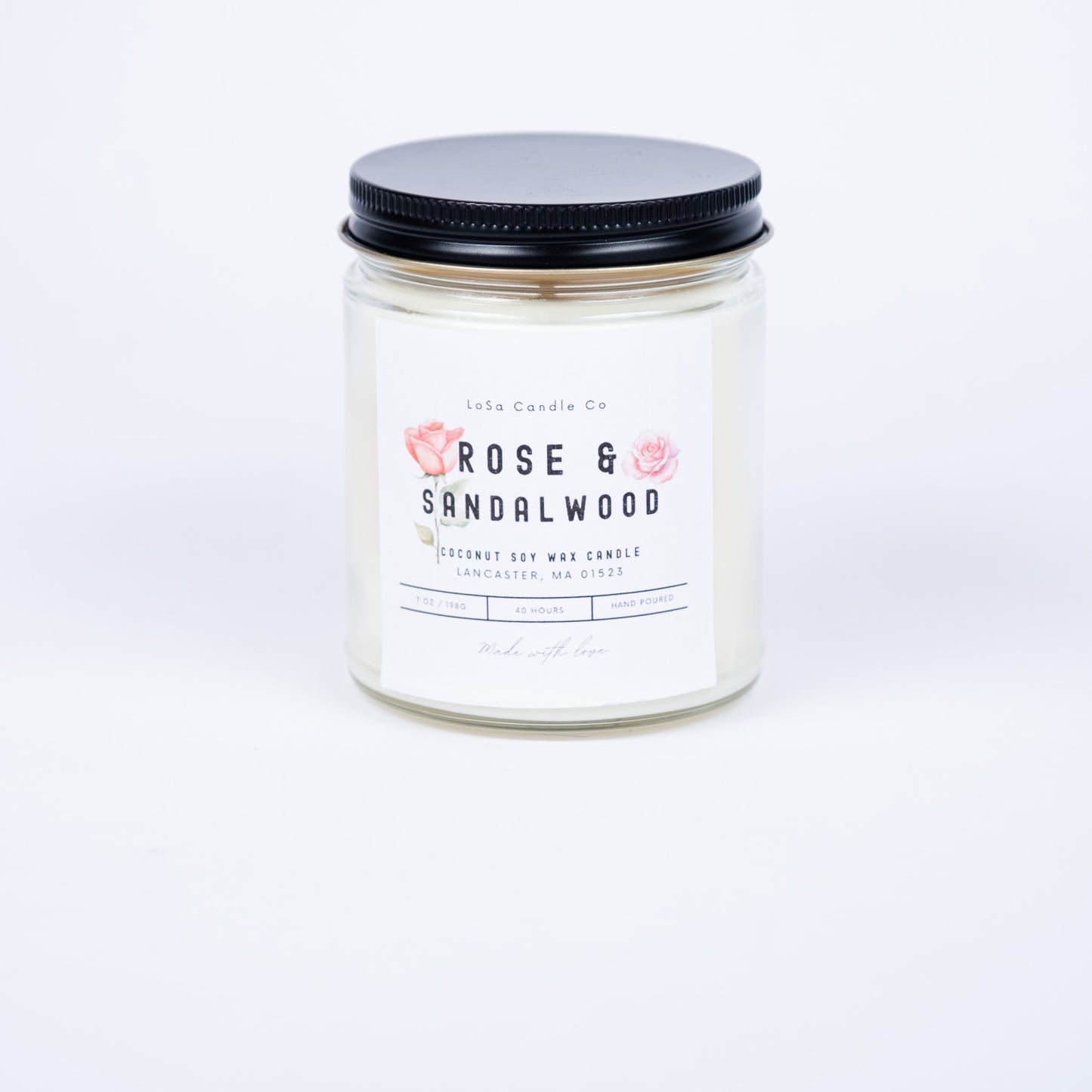 Rose & Sandalwood 7oz Clear Jar Candle