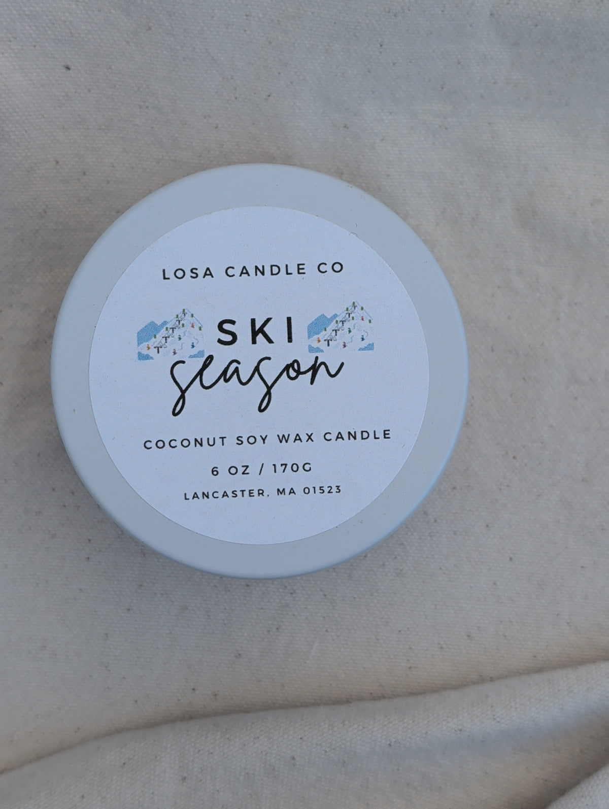 Ski Season 6oz White Candle Tin