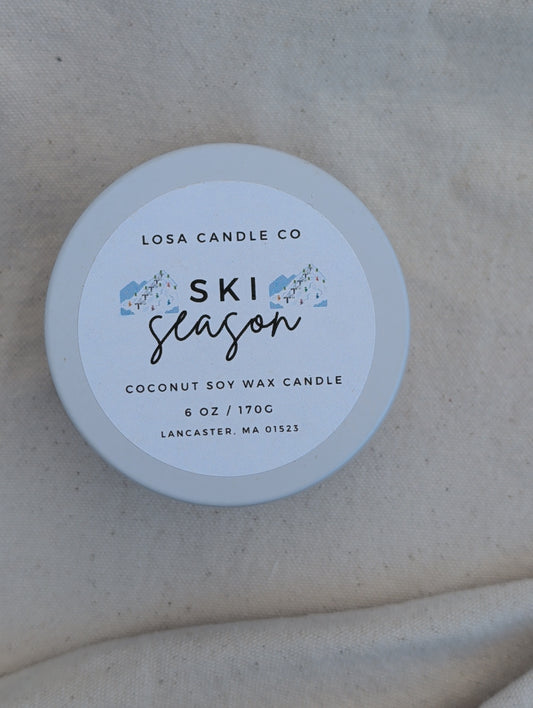 Ski Season 6oz White Candle Tin